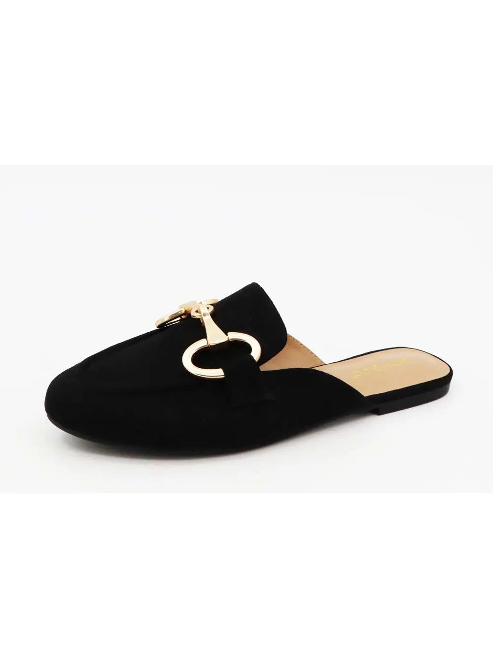 Black mules with gold buckle online