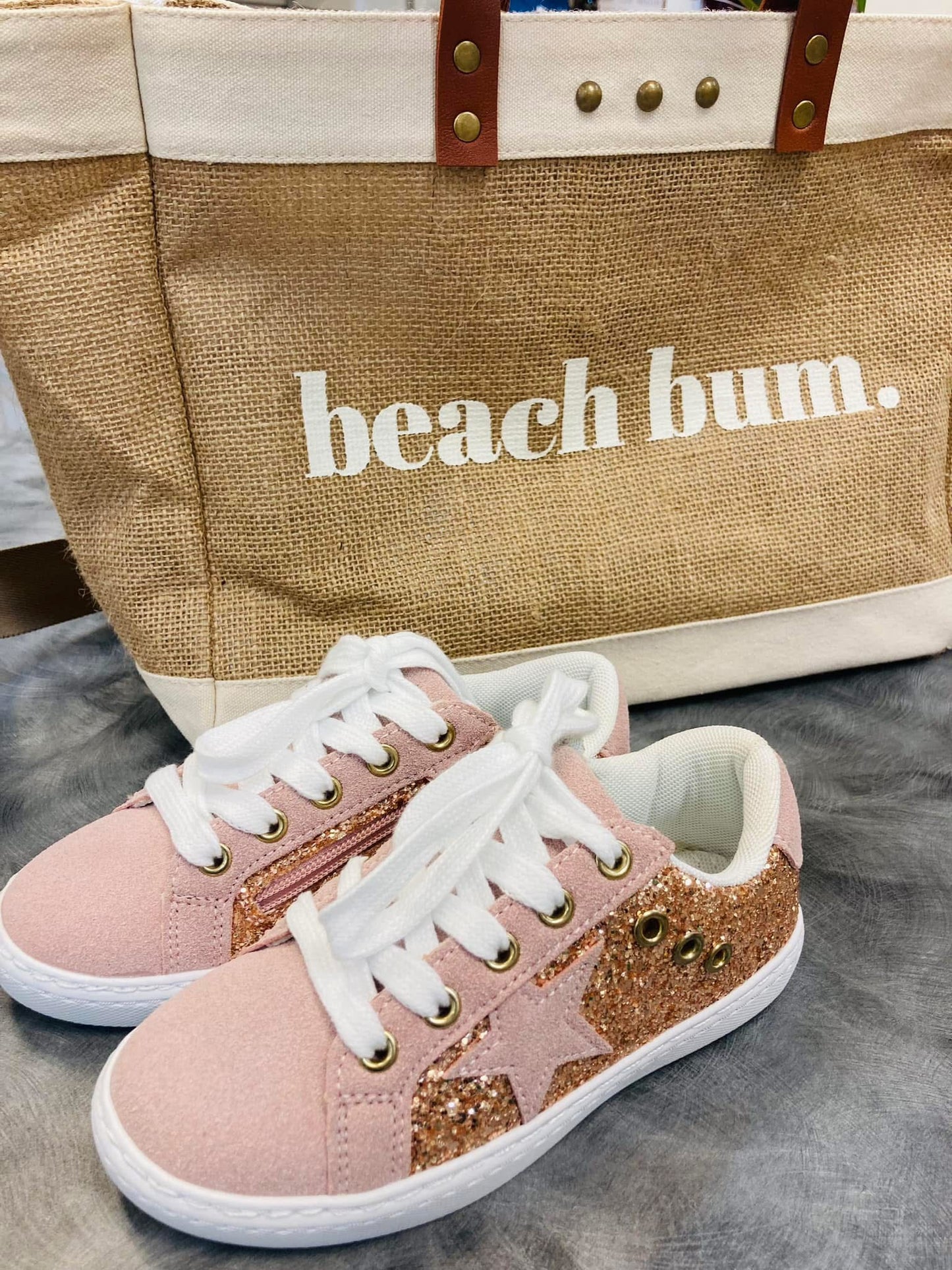 Pink & gold sneakers