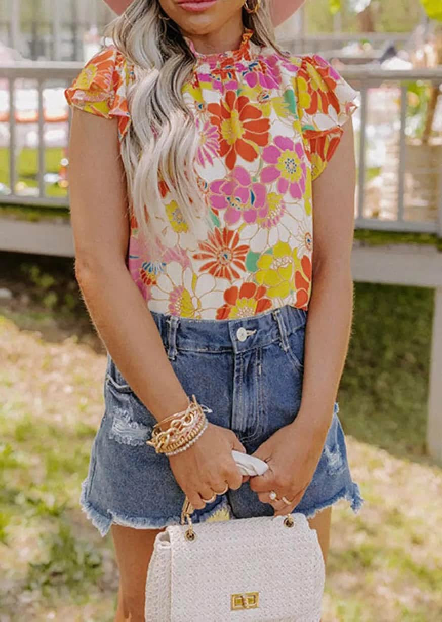 Multicolor floral top