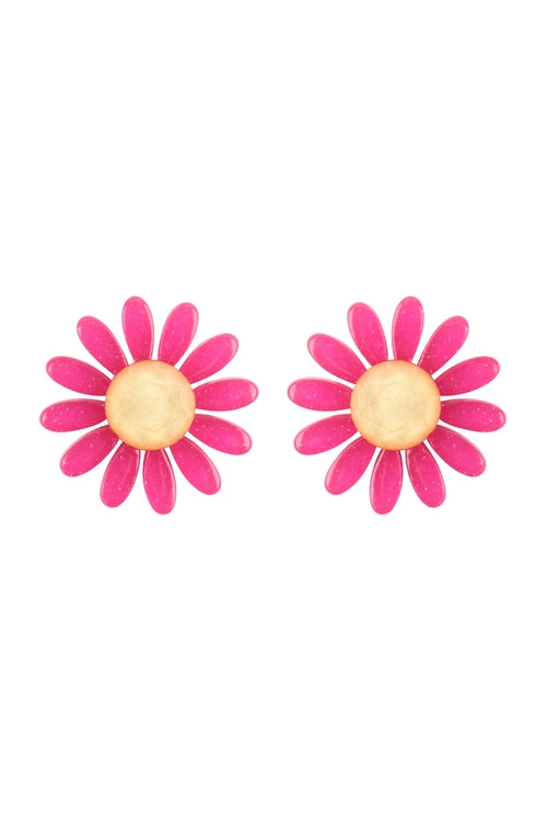 Fuchsia daisy earrings