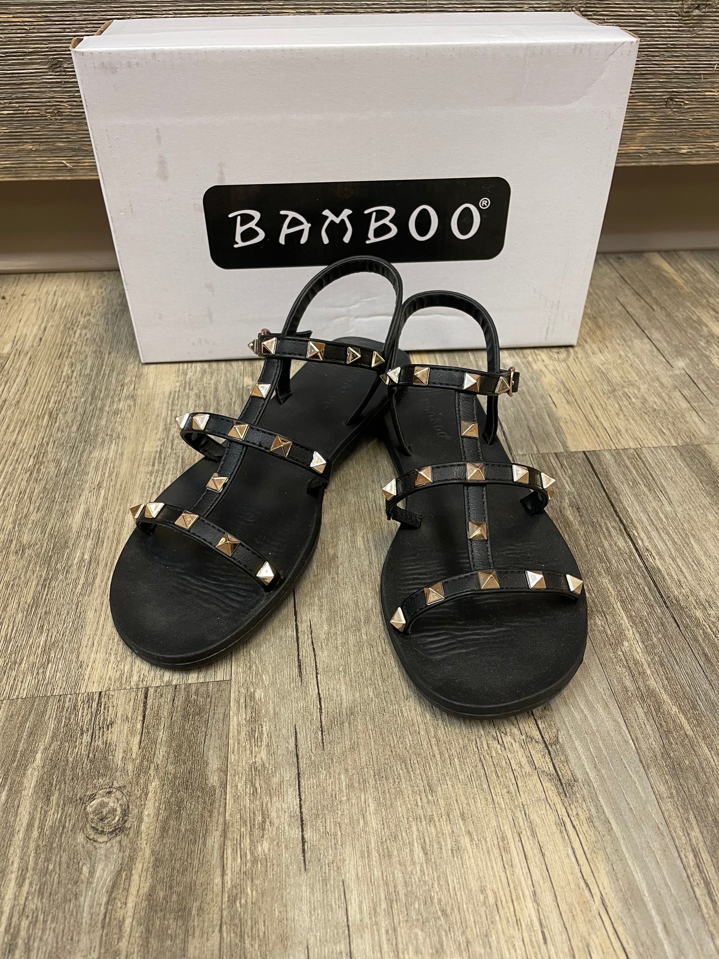 black studded sandals