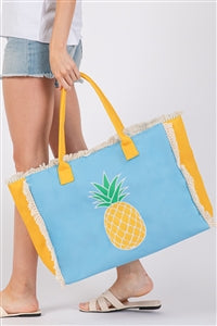 Flamingo & pineapple tote