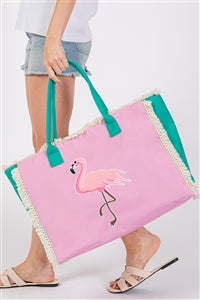 Flamingo & pineapple tote