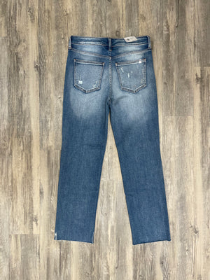 SneakPeek high rise slim raw cut hem jeans