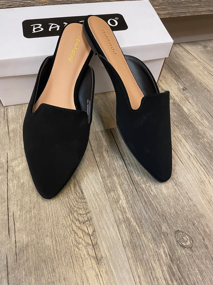 Black flat mules