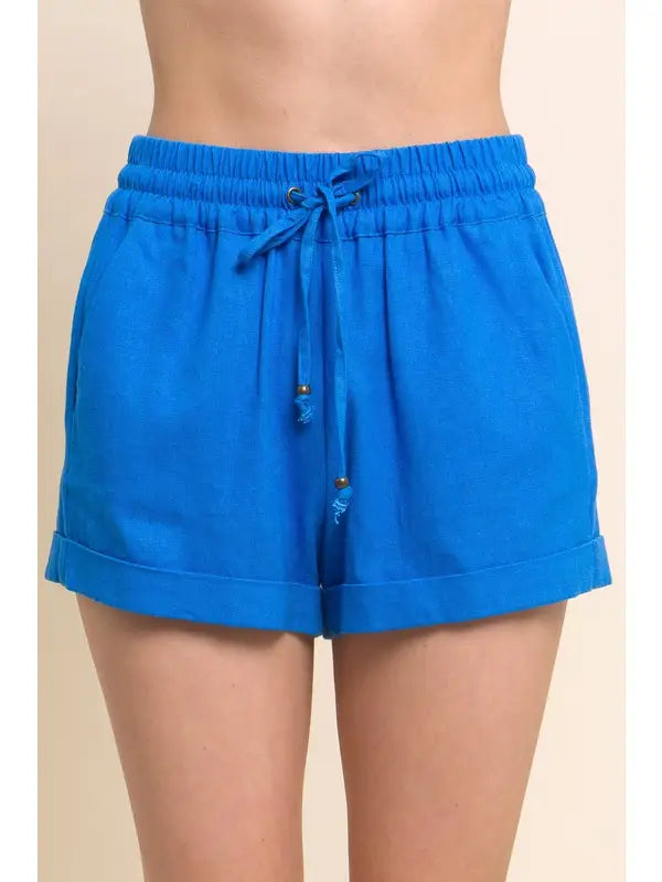 Blue linen shorts