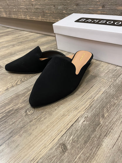 Black flat mules