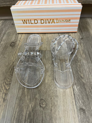 Clear studded sandals