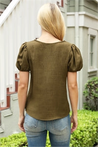 Olive leaf embroidery blouse