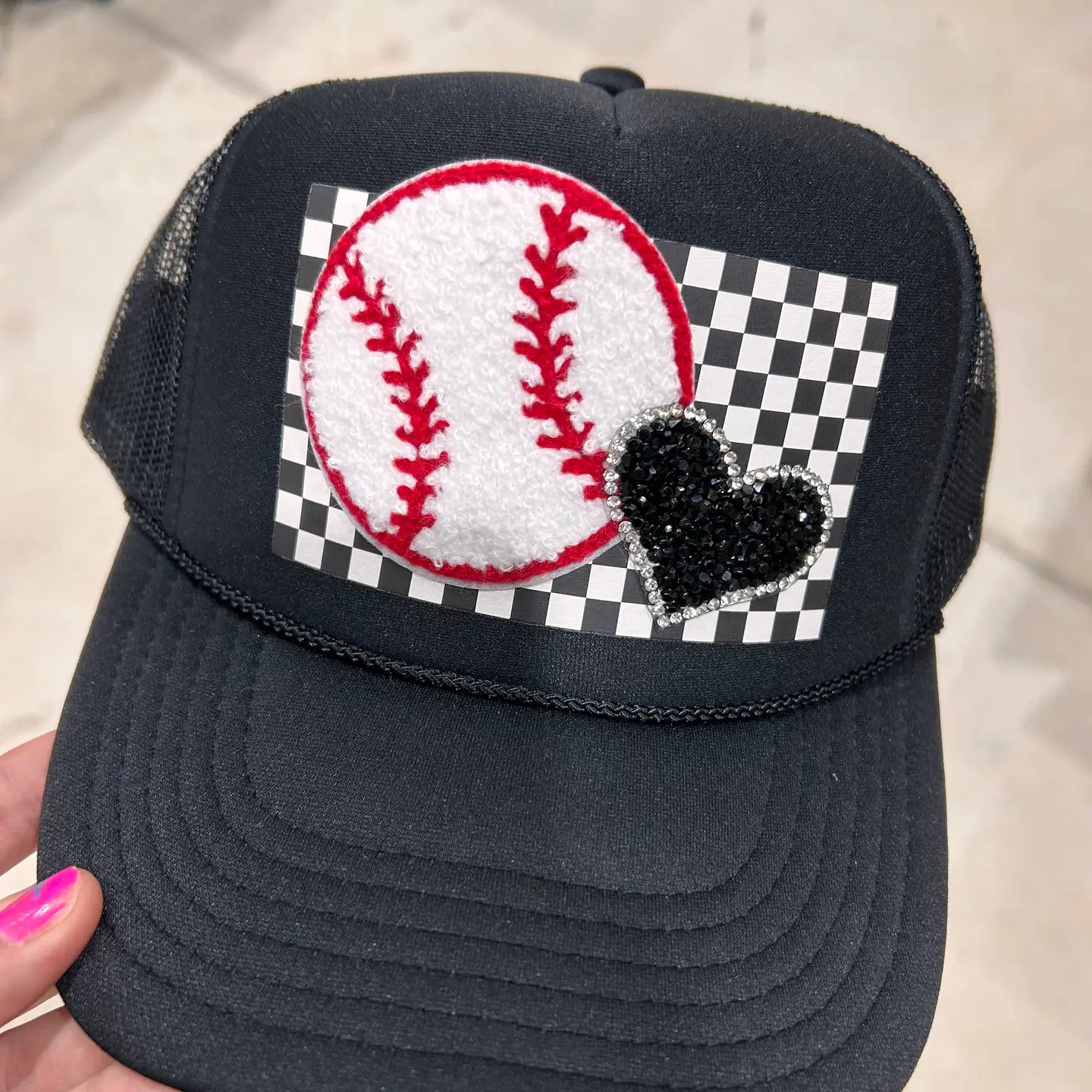 Baseball heart trucker cap