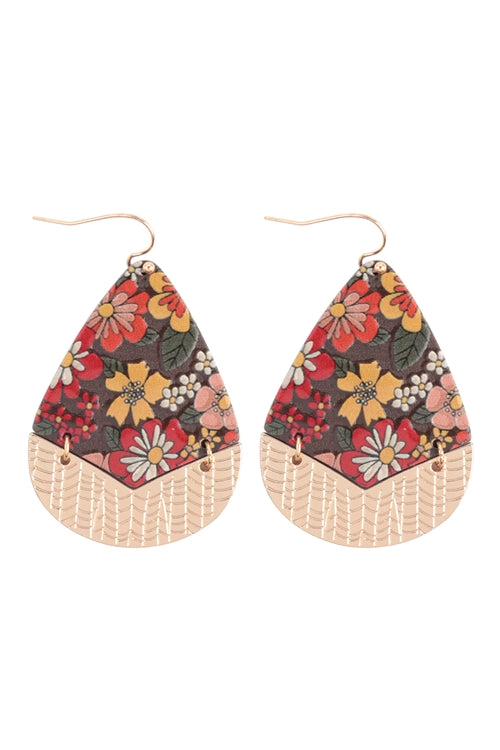 Floral print teardrop earrings