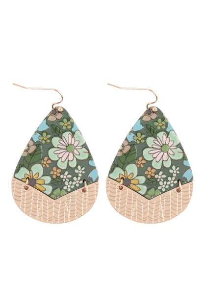 Floral print teardrop earrings