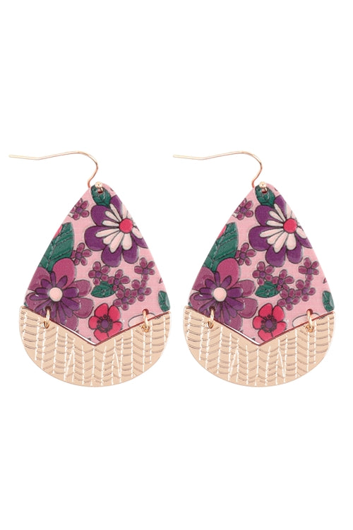 Floral print teardrop earrings