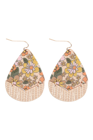 Floral print teardrop earrings