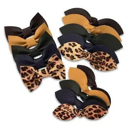 Jungle Leather Hair Bows, No Slip Alligator Clip, Small Knot