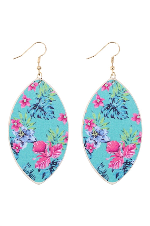 Turquoise floral print earrings