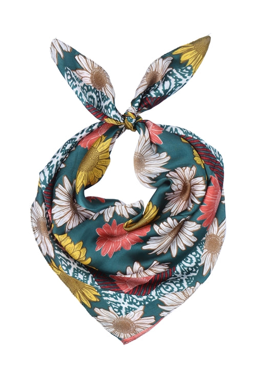 Multi color daisy silk scarf