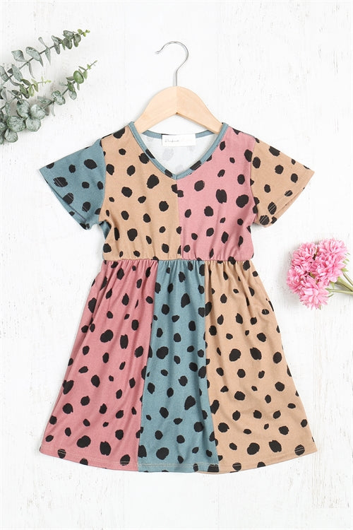 Kids leopard block dress