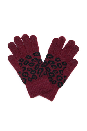 Leopard knit gloves