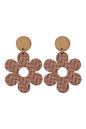 Leather & wood flower earrings