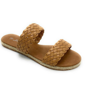 Tan double strap sandals