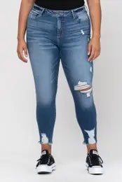 Distressed, Mid Rise Jeans - Plus Size