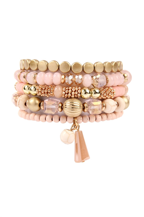 Pink multi beaded bracelet