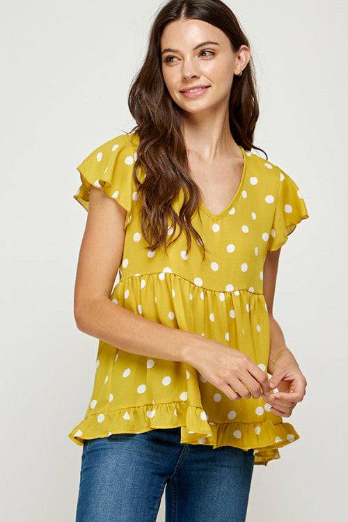 Dotted mustard top