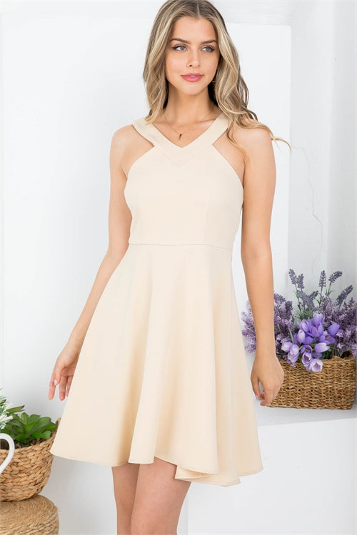 Tan V neckline dress