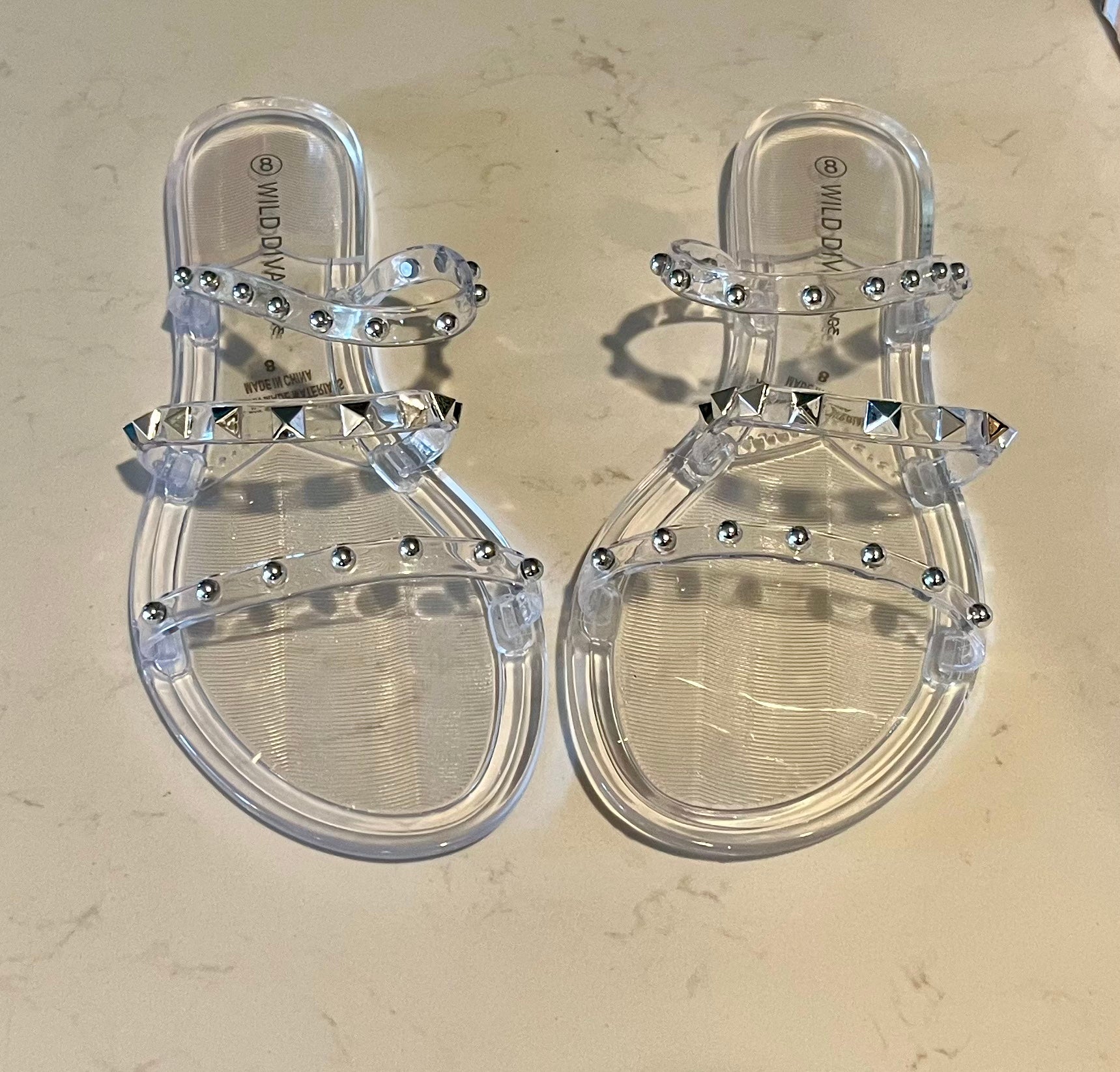 Clear studded sandals