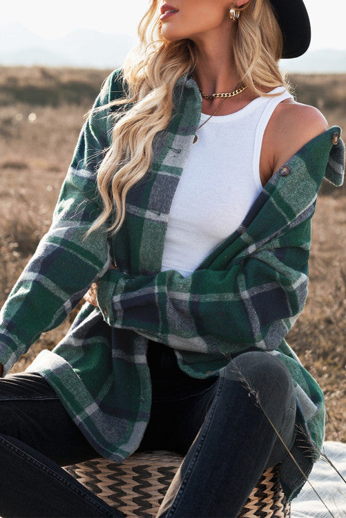 Green plaid shacket