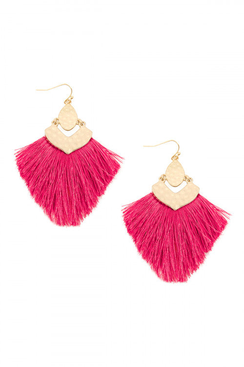 Hot pink fringe earrings