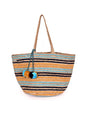 Blue/Black Striped Woven Tote Bag