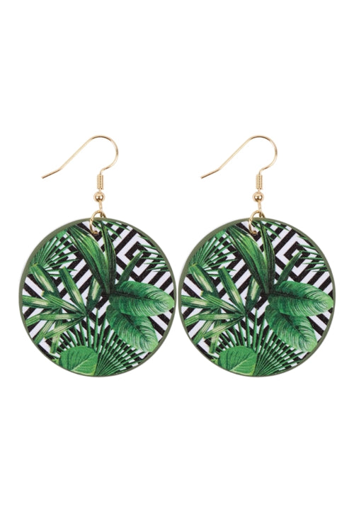 Tropical print circle earrings