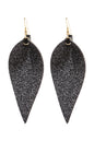 Black glitter leather earrings