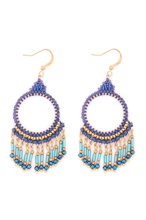 Bohemian blue beaded earrings