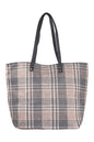 Plaid neutral tote