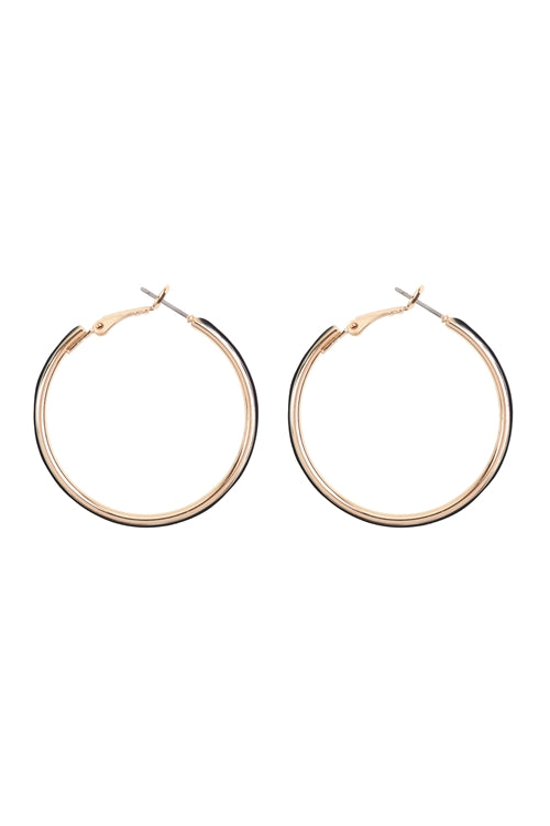 Gold/black hoop earrings