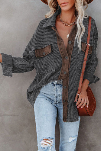 Gray/brown collar top