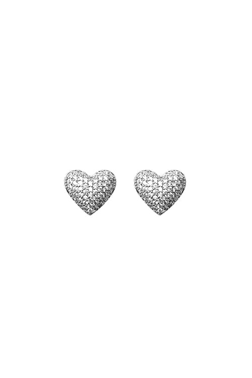 Silver heart stud earrings