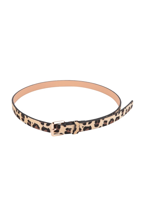 Animal print leather belt