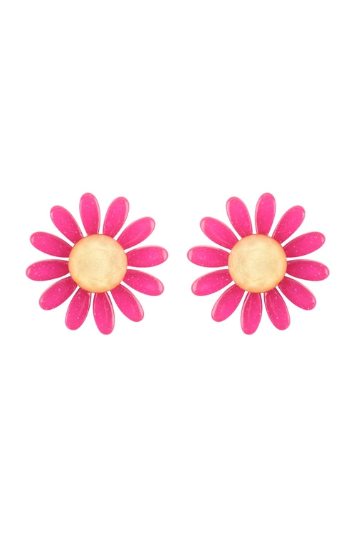 Fuchsia daisy earrings
