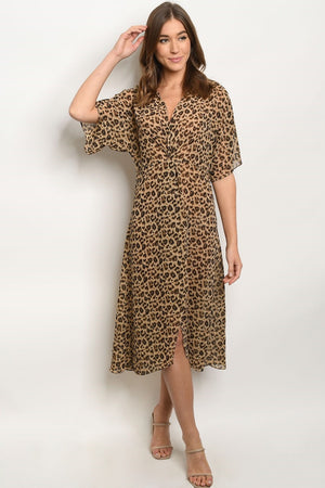 Taupe Animal Print Dress