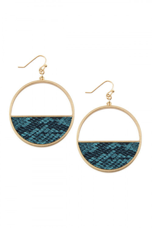 Turquoise Snake Skin Leather Earrings