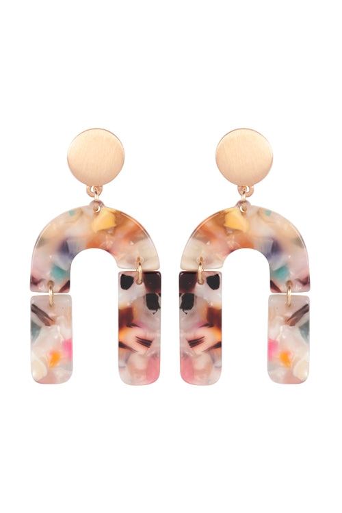 Acetate U earrings-multicolor