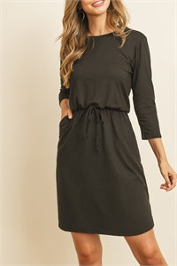 Black cinch waist dress