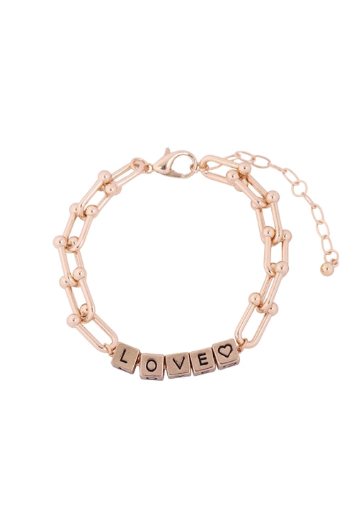 LOVE metal chain bracelet-gold