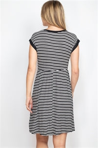 Black/white striped dress