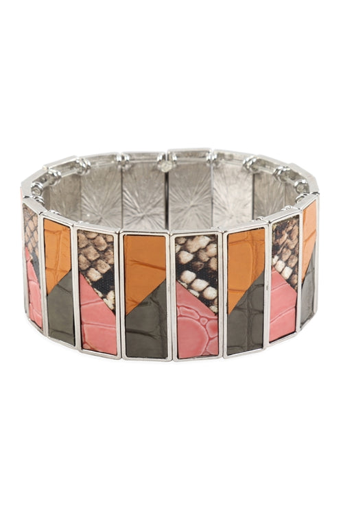 Animal print leather stretch bracelet