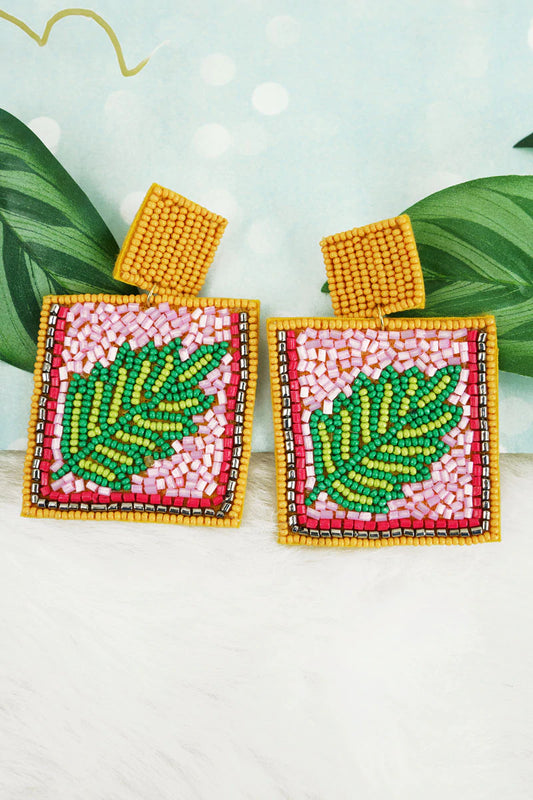 Caymen square seed bead earrings